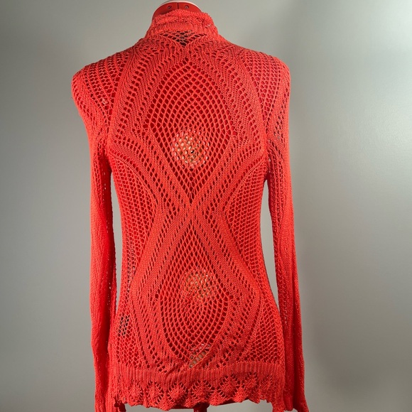 Lace knit pinkish coral cardigan - S - Picture 5 of 9